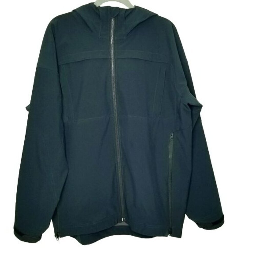 Massif‎ Rain Jacket Hooded Black Reinforced Seams Full Zip Pockets Mens Large